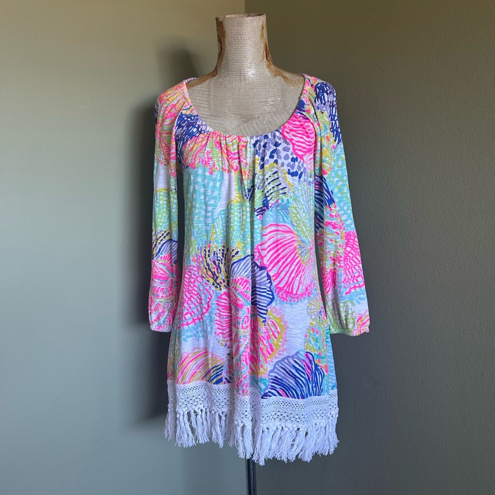 Lilly Pulitzer Pink and Blue Patterned Tunic Top